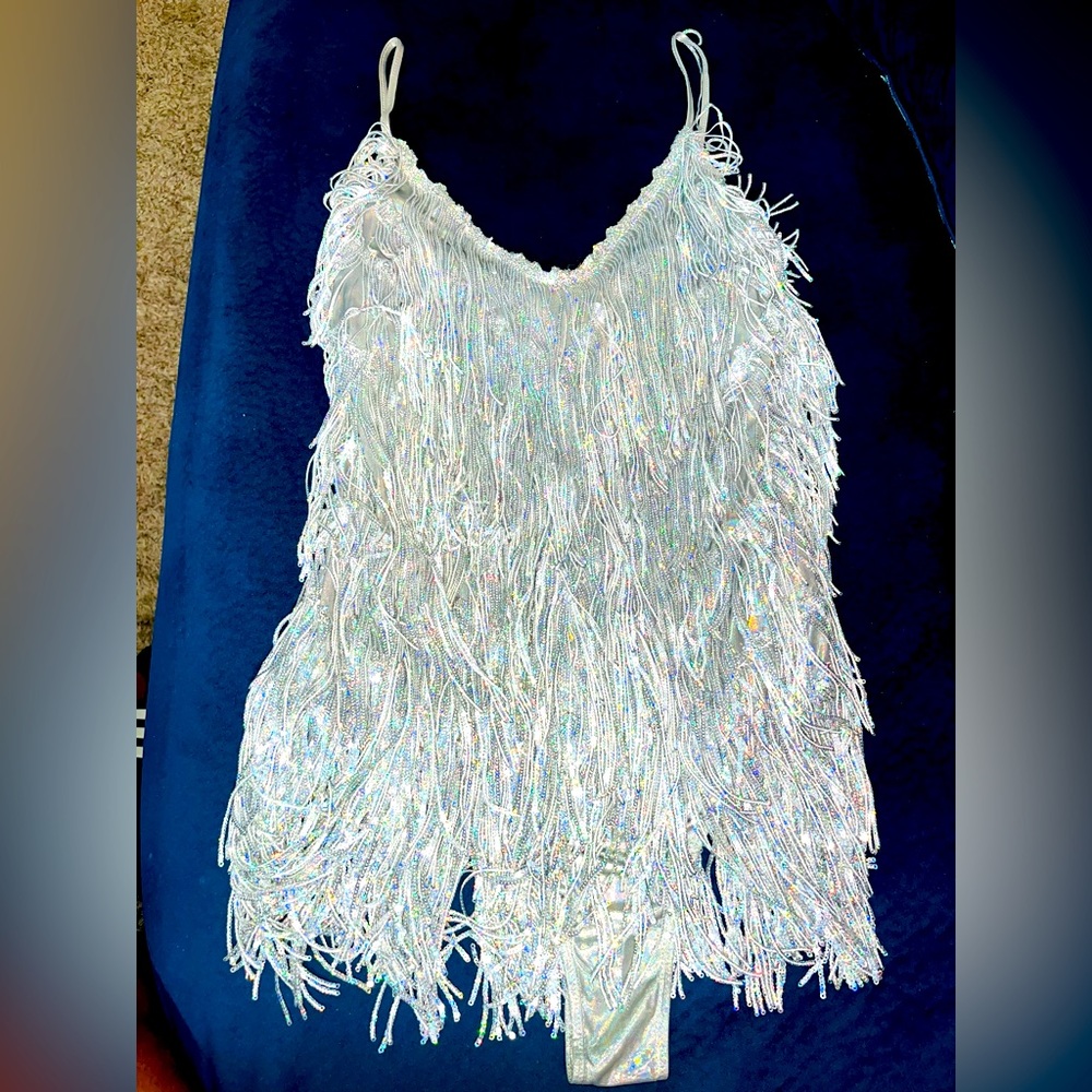 Silver fringe Romper
